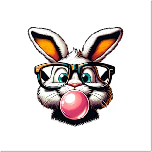 Cool Bunny Blowing Bubble Shirt – Quirky Easter Day Apparel Posters and Art